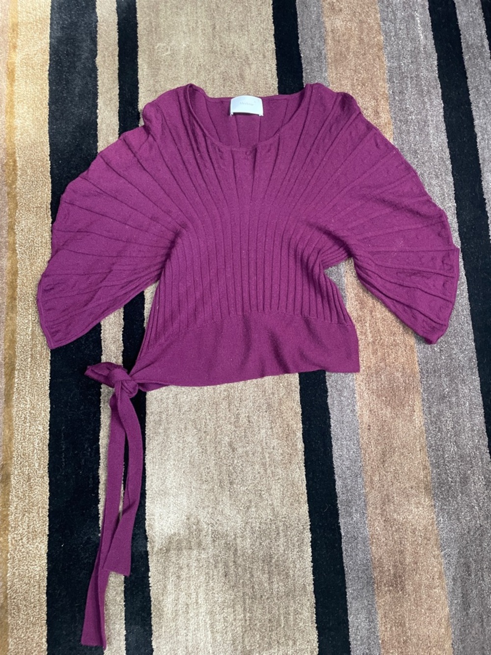 Merlette Women's Crewneck Ribbed Tie-Side Sweater - Purple